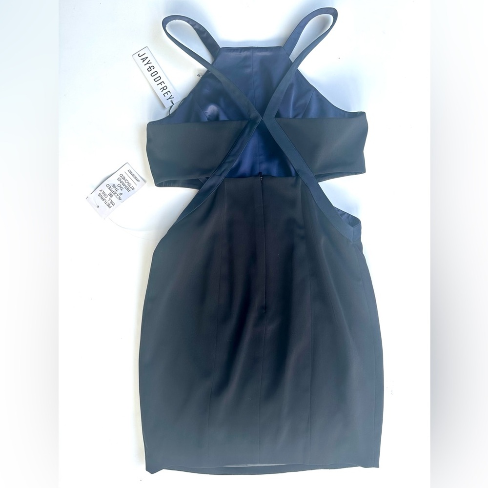 NWT JAYGODFREY Walker Side Cutout Square Neck Sheath Mini Backless Dress 10 - Picture 8 of 16